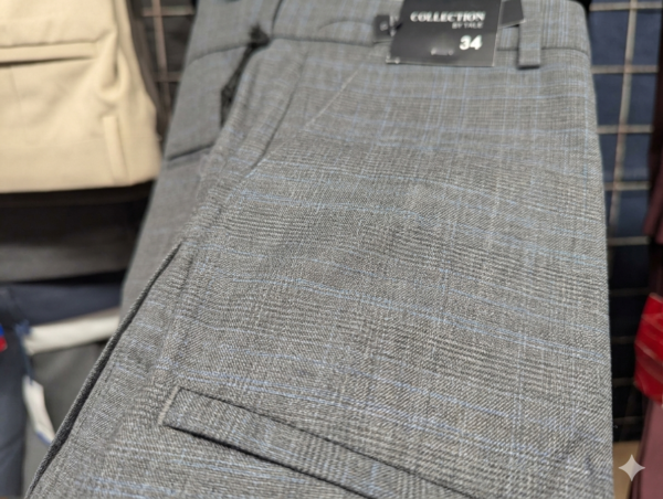 2026/05/108271.png Pantalón de Vestir sin Pinzas Gris con Cuadro Azul